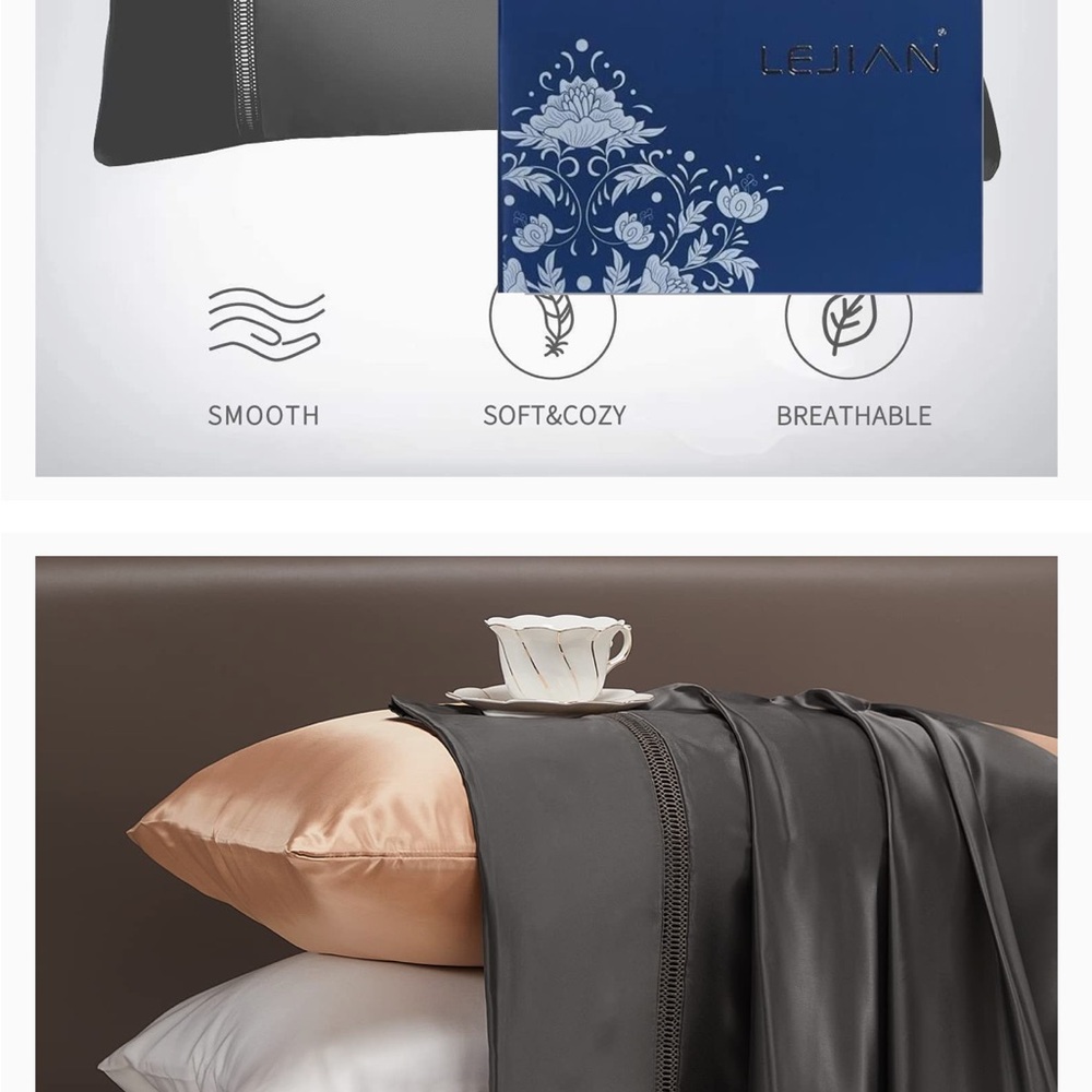 100% Silk Pillow cases x2 envelope closing